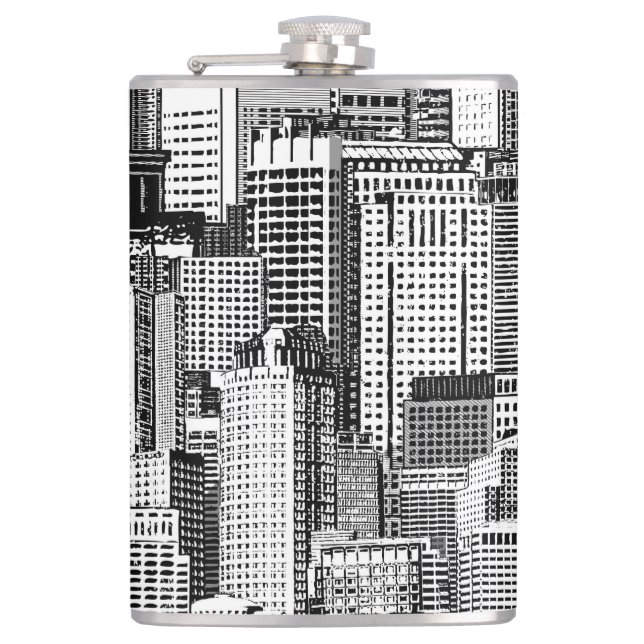 Wolkenkratzer Stadt Isometric Seamless Textur Flachmann (Vorderseite)