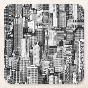 Wolkenkratzer Stadt Isometric Seamless Textur Rechteckiger Pappuntersetzer