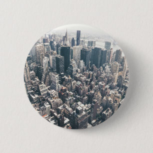 Wolkenkratzer und Dachspitzen von New York City Button