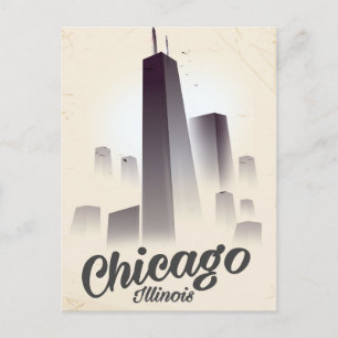 Wolkenkratzer von Chicago Vintage-Reiseposter Postkarte