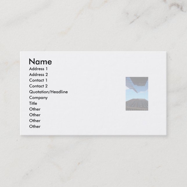 Wolkenkratzer von Straßenniveau Visitenkarte (Vorderseite)