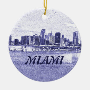 Wolkenkratzer-Weihnachtsverzierung Miamis FL Keramik Ornament
