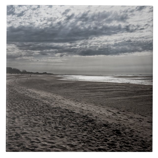 Wolkenstrand an der Nordsee Fliese (Vorderseite)