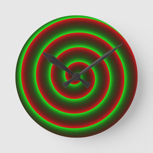 Woll, das Rot zu ändern? Blinkende grüne Spirale. Runde Wanduhr (Vorderseite)