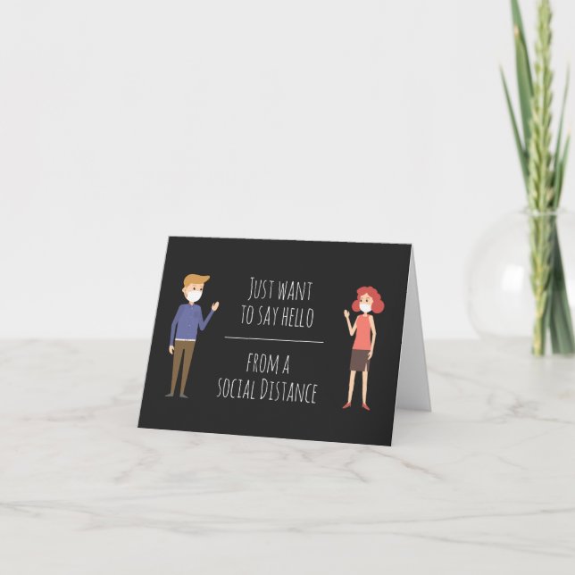 woll einfach Hallo aus einer sozialen Distanz Card Karte (Vorderseite)