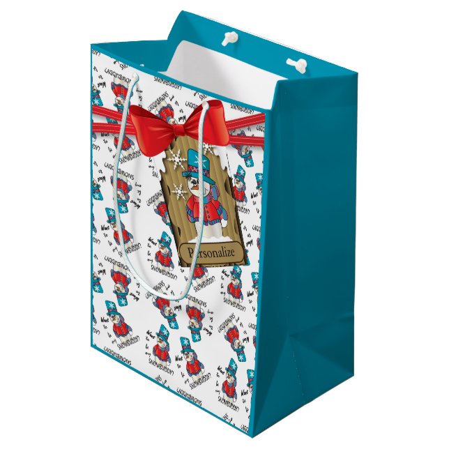Woll, mein Snowbuddy zu sein? | Christmas Mittlere Geschenktüte (Vorderseite Schrägansicht)