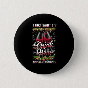 Woll Wein trinken und Weihnachtsfilme ansehen Button