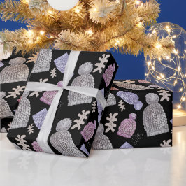 Wolle Strick Hats Wasserfarbe Handgemalt Geschenkpapier