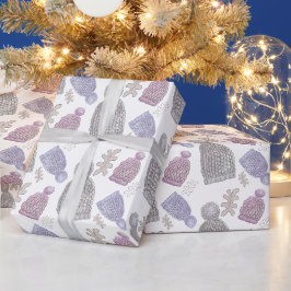 Wolle Strick Hats Wasserfarbe Handgemalt Geschenkpapier