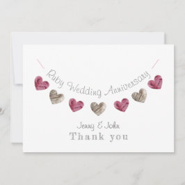 Wollherzen 40. Ruby Wedding Jubiläum Dankeskarte