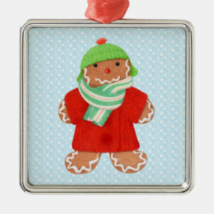 WOLLIGER GINGERBREAD Premium Quadratischer Weihnac Ornament Aus Metall