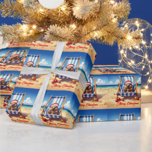 Wolliger Wombat Santa hat Frohe Weihnachten Geschenkpapier