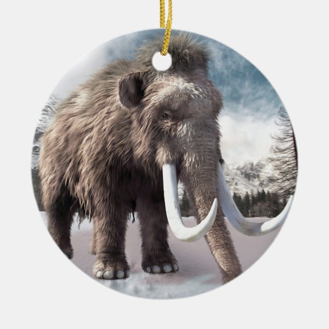 Wolliges Mammut Keramik Ornament (Vorne)