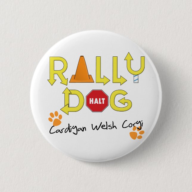 Wolljacken-Walisercorgi-Kundgebungs-Hund Button (Vorderseite)