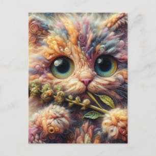 Wollkatze mit Fingerhut Postkarte