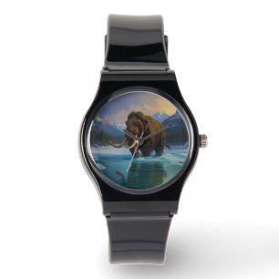 Wollmammut und Rocky Mountains Armbanduhr