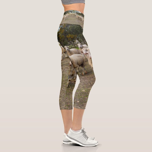 Wollschaf kommt marching, Hochkapris-Leggings Capri Leggings (Rechts)
