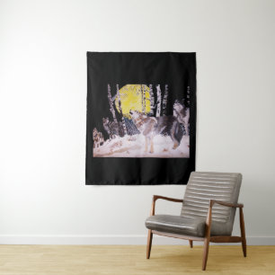 WOLVEN SIND SCHÖNE Drucktapestry Wandteppich