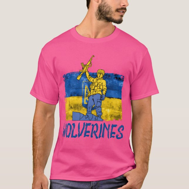 Wolverines Support Ukraine Ukraine Wolverines retr T-Shirt (Vorderseite)