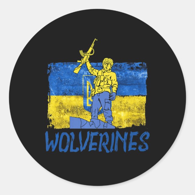 Wolverines unterstützen UkraineUkraine Wolverines  Runder Aufkleber (Vorderseite)