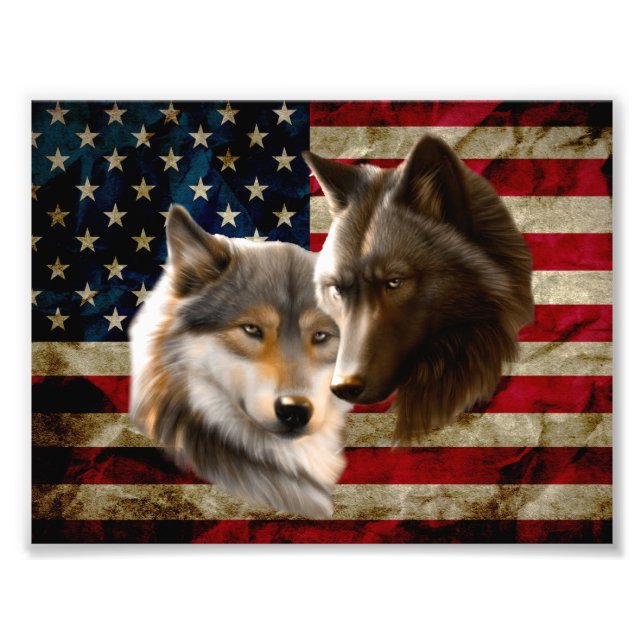 Wolves American Flag Fotodruck (Vorne)