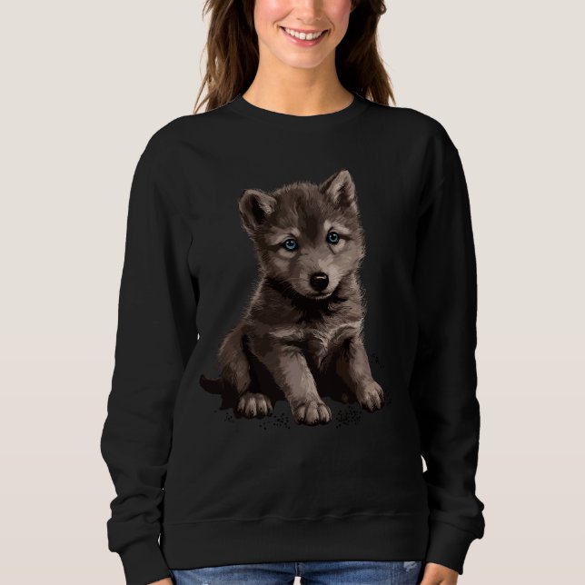 Wolves Blue Eyes Nature Pack Forest Cub Wolf Sweatshirt (Vorderseite)
