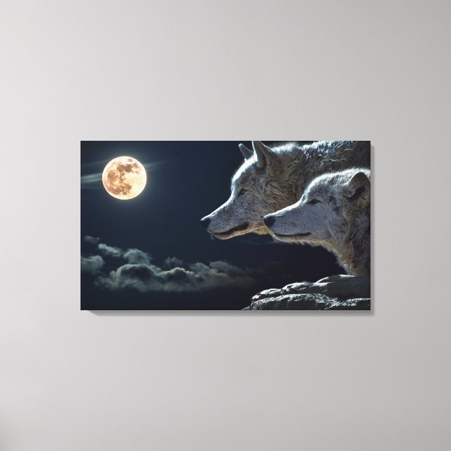 Wolves Couple Design Stretched Canvas Print Leinwanddruck (Vorderseite)