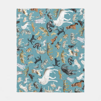 Wolves of the World Turquoise pattern Fleecedecke