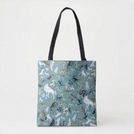 Wolves of the world turquoise pattern tasche