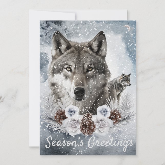Wolves Watercolor Winter Weihnachten (Vorderseite)