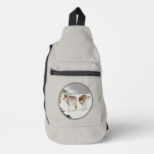 Wolves Winter Snow Malerei Original Wildlife Art Crossbody Bag