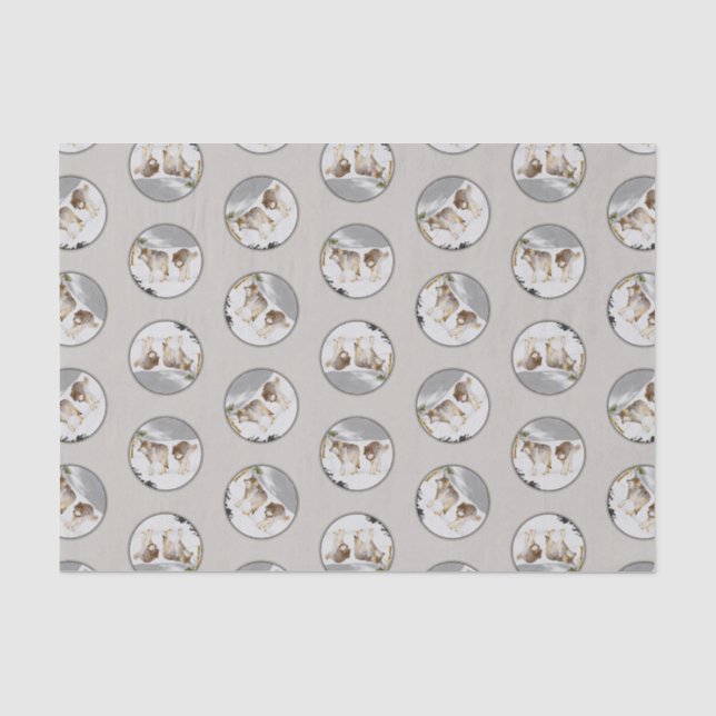 Wolves Winter Snow Malerei Original Wildlife Art Seidenpapier (Vorderseite)