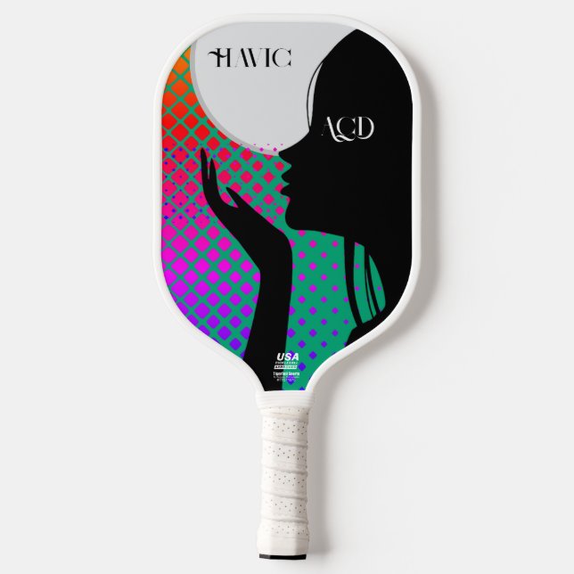 WOMAN blowing kiss HAVIC ACD Pickleball Paddle (Rückseite)