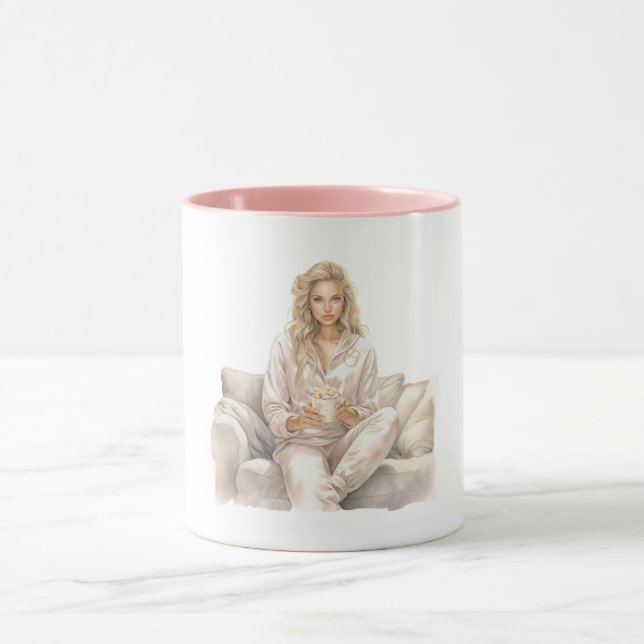 Woman Blush Movie Time Popcorn Tasse (Zentrum)