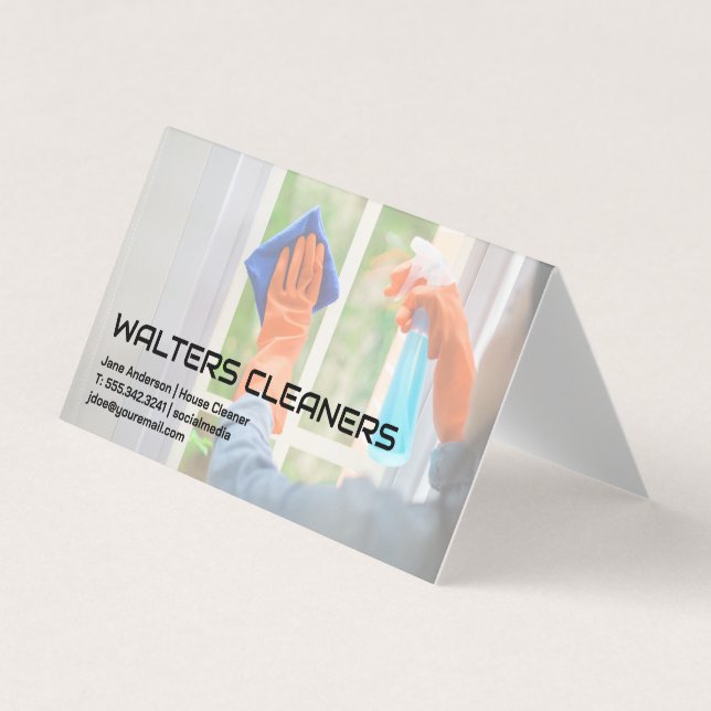 Woman Cleaning Window Visitenkarten (Vorderseite)