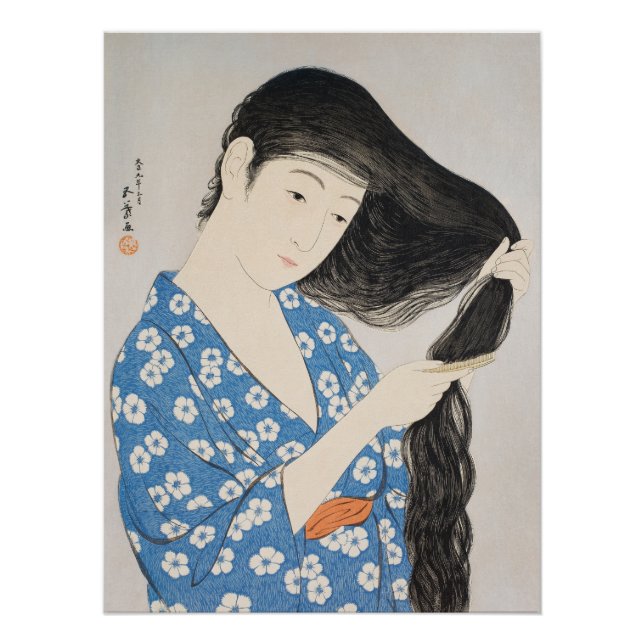 Woman Combing Her Hair Poster (Vorderseite)
