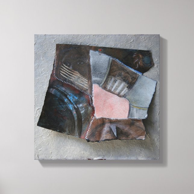 Woman Face kratzt Risse Collage Leinwand (Vorderseite)