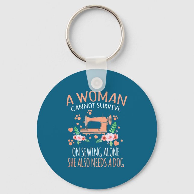 Woman Funny Sewing Quote  Schlüsselanhänger (Vorderseite)