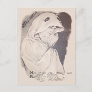 Woman Ghost Costume Sheet Sepia Postkarte