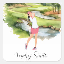 Woman Golfer ist Golf auf dem Golfplatz Aquarell