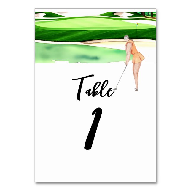 Woman Golfer joue sur le numéro de table verte (Par défaut)
