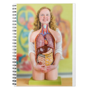 Woman holding human body with internal organs.JPG Notizblock
