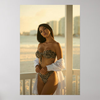 Woman In A Leopard Print Bikini Poster