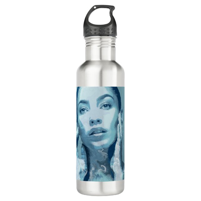 "Woman in Blue" Edelstahlflasche (Vorderseite)