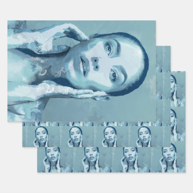 "Woman in Blue" Papier cadeau Vellen Set (Lot)