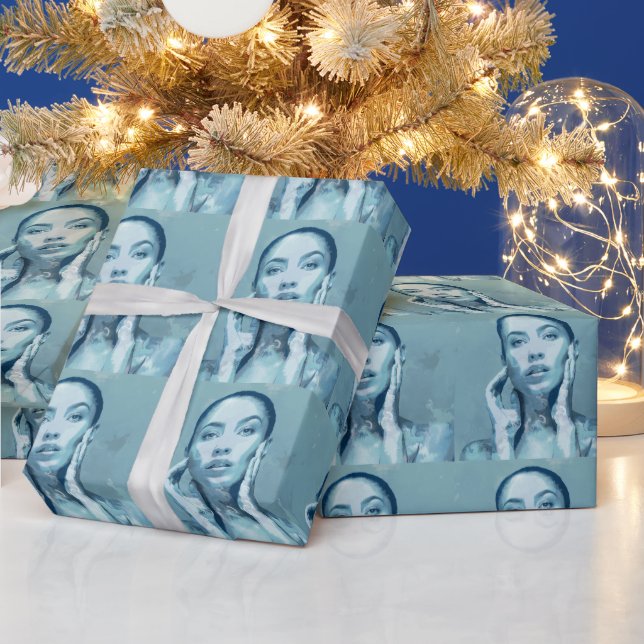 "Woman in Blue" Papier cadeau Vellen Set (Vacances)