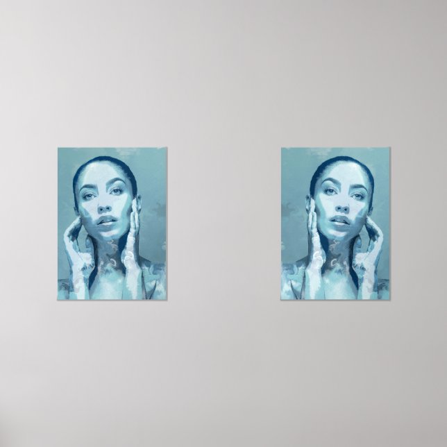 "Woman in Blue" Poster mat Bilderwand Sets (Vorderseite)