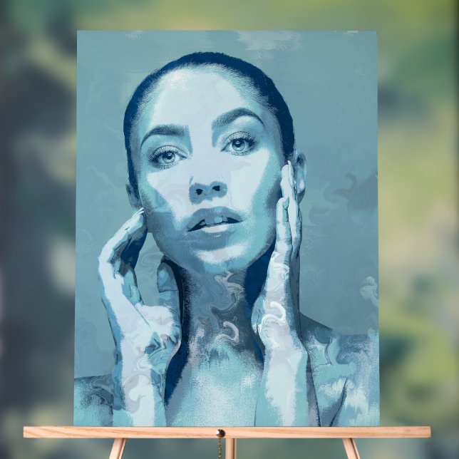 "Woman in Blue" Premium Canvas  Acrylschild (Neutral)