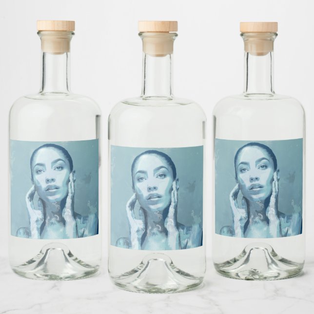 "Woman in Blue" Premium Canvas  Alkoholflaschenetikett (Flaschen)