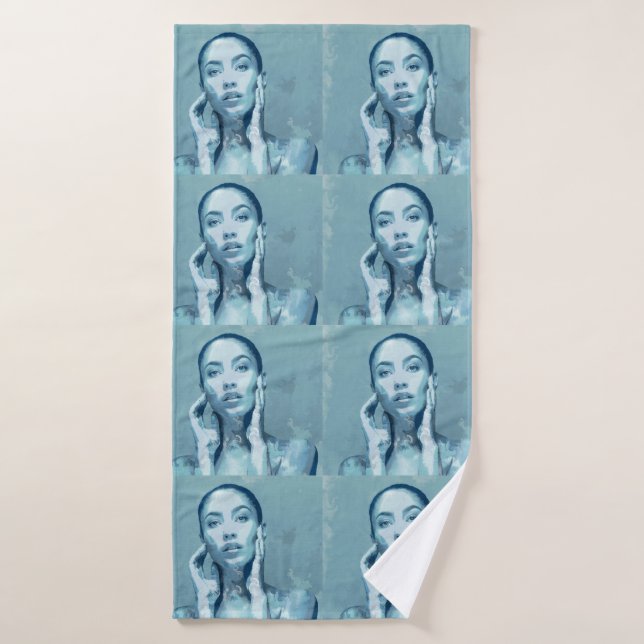 "Woman in Blue" Premium Canvas  Badehandtuch (Badehandtuch)